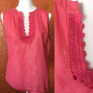 🎉BOGO🎉 Merona Pink Silver Thread Crochet Tank
